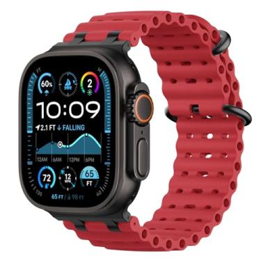 Imagem de Astorgos Pulseira oceânica atualizada compatível com Apple Watch Ultra 3/2/1 de 49 mm, S11/S10 46 mm, 9/8/7 45 mm, SE3/SE2/SE/6/5/4 de 44 mm, 3/2/1 de 42 mm, pulseira esportiva respirável com conector