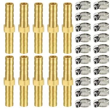 Imagem de Mangueira Barb Fitting Hex Union Brass 3/8 ID (pacote com 10) - Joyway