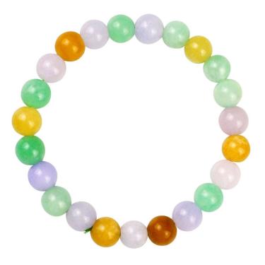Imagem de Pulseira de jade colorida para mulheres, miçangas de doces multicoloridas de 8 mm