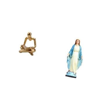 Imagem de Fenteer Escultura Abstrata de Uma Senhora, Estatueta Criativa Da Virgem Maria Pensadora, Artesanato Religioso para Decoração de Mesa de Sala de Estar