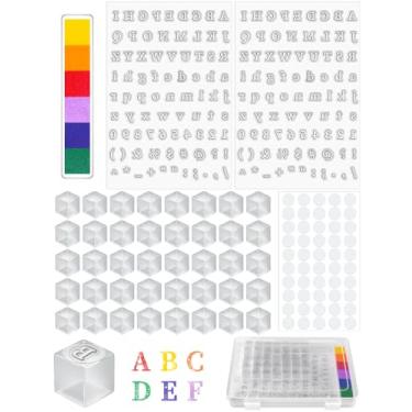 Imagem de NiArt Conjunto de 40 blocos de carimbos de acrílico com letras, símbolos, bloco de tinta colorida e cola, kit de estampagem transparente para fazer cartões, álbuns, diário, ferramenta de estampagem