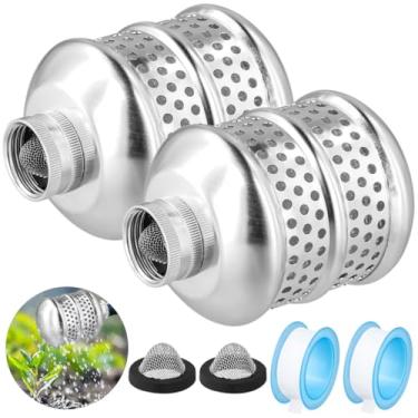 Imagem de 2 peças de cabeças de borbulhador de alumínio para irrigação eficiente do jardim, rosca de 3/4-15 Nh, inclui telas de filtro e fita de vedação