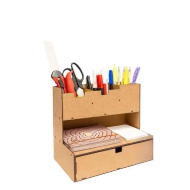 Imagem de Porta Lápis, Caneta e Treco Organizador de Mesa p/Escritório Home Office Tesoura Bloco de Notas(CRU)