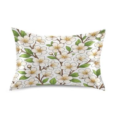 Imagem de Blueangle Fronha de cetim com flores de cerejeira branca para cabelo e pele, fronha de seda, tamanho Queen (50,8 x 76,2 cm) - Capas de almofada de cetim refrescantes com fecho de envelope (7)