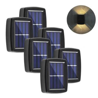 Imagem de Kit 6 Arandela 2 Focos Luz Potente Solar Fotocélula Casa - X-Trad