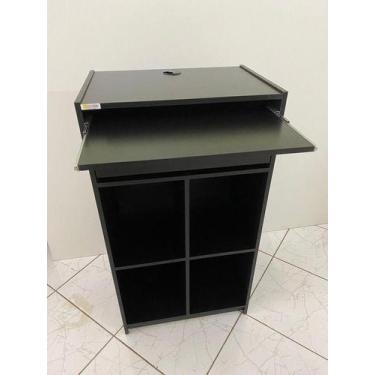 Imagem de Balcão Caixa Vallet Preto Para Computador Com Porta Teclado - INFINITI