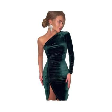 Imagem de Vestido Midi Elegante De Veludo Com Manga Longa Para Festa E Noite, Pr