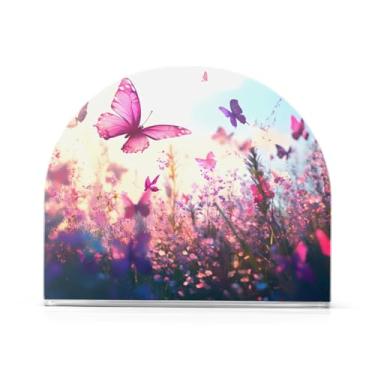 Imagem de Qilmy Lindas borboletas e flores porta-guardanapos para mesas - porta-guardanapos para cozinha, porta-guardanapos de mesa, porta-guardanapos de coquetel, porta-guardanapos moderno, guardanapos de