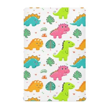 Imagem de Wassud Jogo de lençol com elástico para berço de dinossauros para meninos e meninas, respirável, neutro, 71 x 132 cm