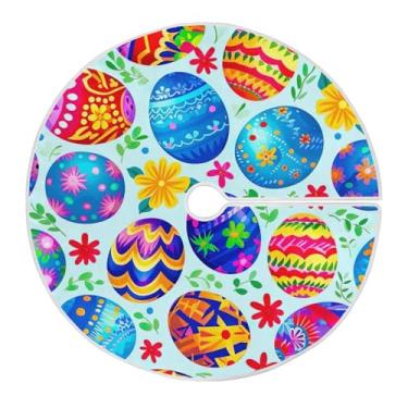 Imagem de Qilmy Saia de árvore de Natal com ovos de páscoa 90 cm, camurça para árvore de Natal, adequada para decoração de armário em ambientes internos e externos, festas, escritórios, lojas, armários219