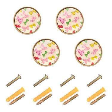 Imagem de Burbuja Puxadores coloridos para armário de cozinha, pacote com 4, puxadores redondos de 3,5 cm, puxadores de cômoda com parafusos para cozinha, quarto, armários, armário