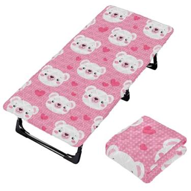 Imagem de Burbuja Lençol de berço de rosto de urso branco para crianças, lençol de cochilo acolchoado portátil com faixa elástica para meninas e meninos, lavável na máquina, 63,5 x 127 cm