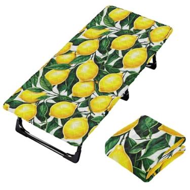 Imagem de Burbuja Lençol de berço de limões amarelos para crianças, lençol de cochilo acolchoado portátil com faixa elástica para meninas e meninos, lavável na máquina, 63,5 x 127 cm