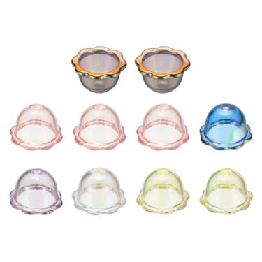 Imagem de PATIKIL 10 peças de contas de flor de sino, bonés de flores de acrílico, tampas de joias para artesanato, faça você mesmo, sinos de vento, brincos pendurados, pulseiras pendentes para decoração de