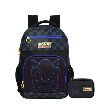 Imagem de Kit Escolar Sonic Mochila Costas + Estojo Box  Luxo