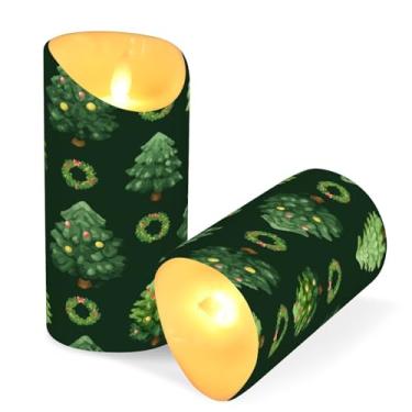 Imagem de ATTX Pacote com 2 velas sem chama para árvores de Natal – 7,6 cm x 9,9 cm com controle remoto e temporizador para casa, casamento, decoração de acampamento #626
