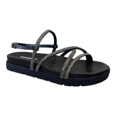 Imagem de Sandália Via Marte Papete Strass Feminina 2317203 Preto-Feminino