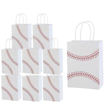 Imagem de Zanceamy Pacote com 24 sacos de presente com temas esportivos, futebol, basquete, sacolas de papel de lembrancinha de beisebol com alças, sacolas de papel reutilizáveis para festa temática esportiva