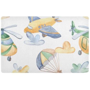 Imagem de Tapete de porta interno personalizado de aviões, helicópteros, tapetes fofos para decoração de entrada de entrada, tapetes de entrada laváveis para dentro de casa 81 x 50 cm