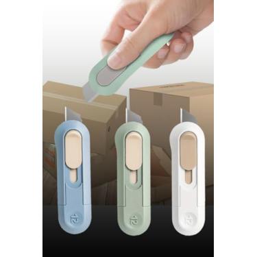 Imagem de Pacote com 3 cortadores de envelope - abridor de envelopes, ferramenta de abridor de correio, abridor de pacotes, material de escritório fofo para mesa (branco/azul/verde)