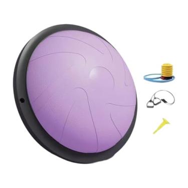 Imagem de Qraatosi Bola de Equilíbrio Meia Bola com Faixas de Resistência para Exercícios de Pilates, Almofada de Equilíbrio em PVC E PP Antiderrapante, Ideal para Exerc, Violeta
