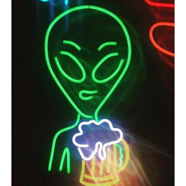 Imagem de Luminária Placa Neon Led Alien Et Cerveja Iluminação 40 Cm A Escolher Bivolt