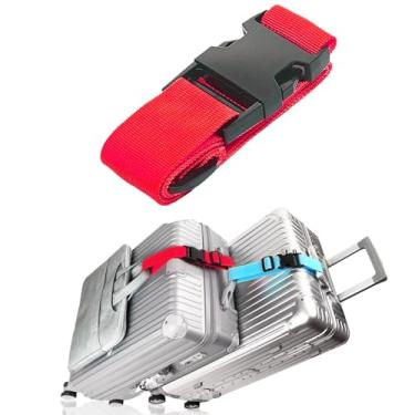 Imagem de 1 pacote de 45 polegadas Adicione uma alça de bagagem ajustável cinto de viagem acessórios de viagem para conectar suas bagagens, vermelho