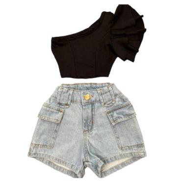 Imagem de Roupa Infantil Feminina Cropped Mula Manca E Short Cargo - Camarim Min