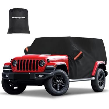 Imagem de NEVERLAND Capa de cabine para Jeep Wrangler JK JKU JL JLU 2007-2025 4 portas, capa impermeável para metade do carro Oxford com faixa refletiva, capa de táxi à prova de sol e neve para zíper