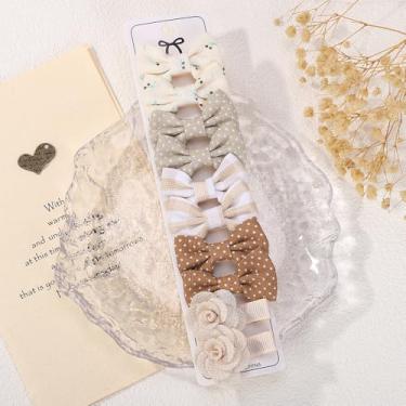 Imagem de 10 peças de grampos de cabelo pequenos para bebês meninas 3,6 cm - 5,6 cm mini conjunto de presilhas antiderrapantes totalmente forradas artesanais laço flor acessórios de cabelo para recém-nascidos