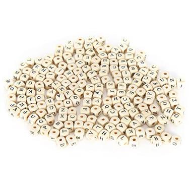 Imagem de Cubo de contas de madeira espaçador de letras acessórios para fabricação de joias 300 peças
