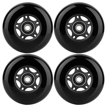 Imagem de WHEELCOME Pacote com 4 64 mm/70 mm/72 mm/76 mm/80 mm 85a Rodas de skate em linha para ambientes internos e externos com rolamentos ABEC-9 e espaçadores flutuantes para patins, RipStik, bagagem, treinamento, scooter, etc. (preto, 72 mm)