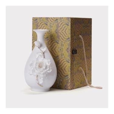 Imagem de Vaso de cerâmica branca para casa, sala de estar, arranjos de flores, ornamentos, vasos de flores (A)