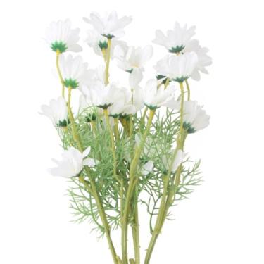 Imagem de TONSHEN Flores falsas artificiais, vaso de flores para pendurar na parede, decoração de ferro dourado, flores de plástico artificial falso para plantador, decoração de varanda e varanda (5 peças de