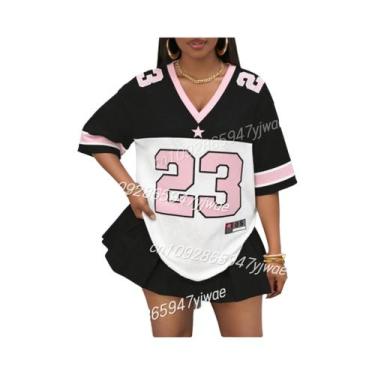 Imagem de Camiseta De Praia Feminina De Verão Com Decote Em V E Estampa Gráfica,