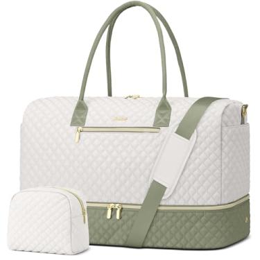 Imagem de Bolsas femininas de viagem para fim de semana – Bolsa esportiva com compartimento para sapatos, bolsa noturna com bolsa de higiene com bolso molhado para academia, bolsas hospitalares para trabalho de