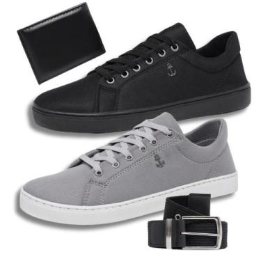 Imagem de Kit 2 Tênis Masculino Casual Slim + Cinto + Carteira Social - Bless Ac