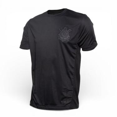 Imagem de Camisa Corinthians All Black Recortes Frontal Logo Bordado-Masculino