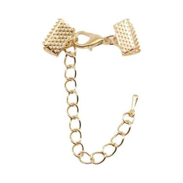 Imagem de 10 Peças De Fechos De Cordão De Couro Com Correntes E Fechos Lagosta P