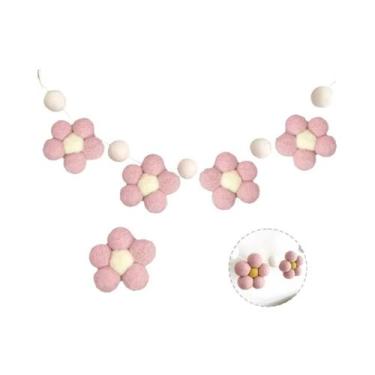 Imagem de Guirlanda De Margaridas Boêmias Feita À Mão Em Feltro Para Decoração D