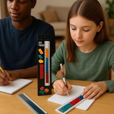 Imagem de Kit 12 Réguas Blocos Coloridos Infantil Montar Encaixe Sortido Brinque