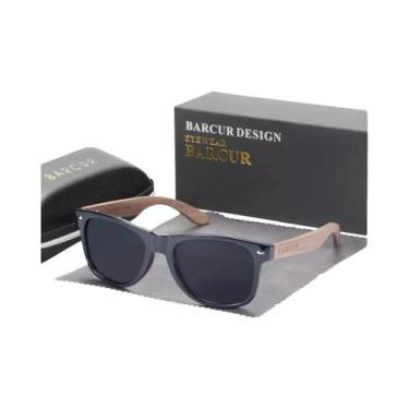 Imagem de Óculos De Sol Polarizados Masculinos De Madeira Nogueira Preta Com Pro