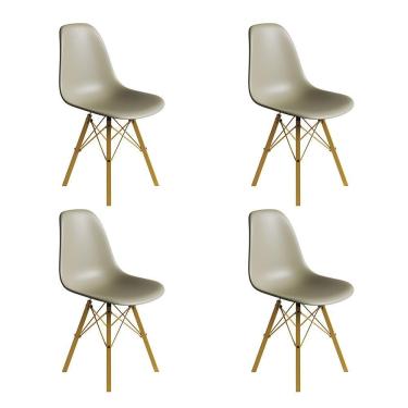 Imagem de Conjunto 4 Cadeiras Eames Estilo Moderno Em Ferro Dourado Com Assento Fendi