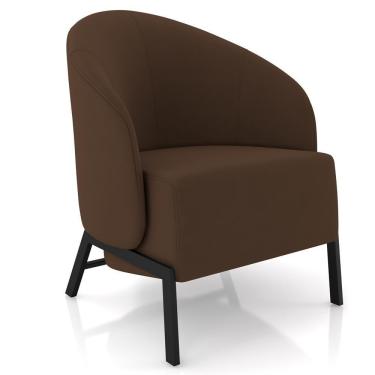 Imagem de Poltrona Decorativa Para Sala Living Pés Industrial Sierra K01 Veludo Marrom - Lyam Decor