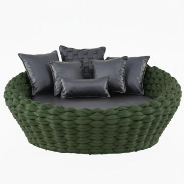 Imagem de Chaise Munique Tricô Náutico Jardim Piscina área Verde Musgo