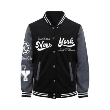 Imagem de Jaqueta Masculina Retrô De Beisebol Nova York Em Moletom Macio  Casaco