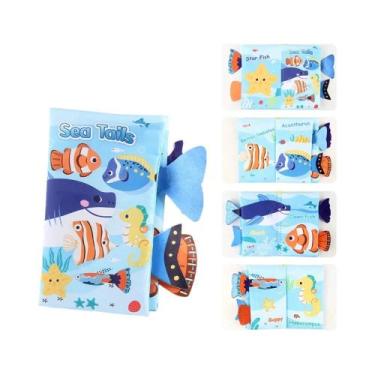 Imagem de Livro De Pano Para Bebês: Brinquedo Educacional Com Animais De Desenho