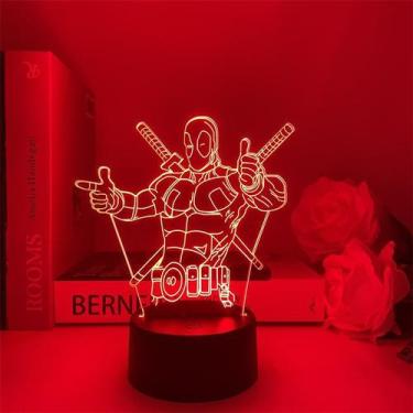 Imagem de Estatueta 3D de Deadpool Night Light alimentada por USB com base acríl
