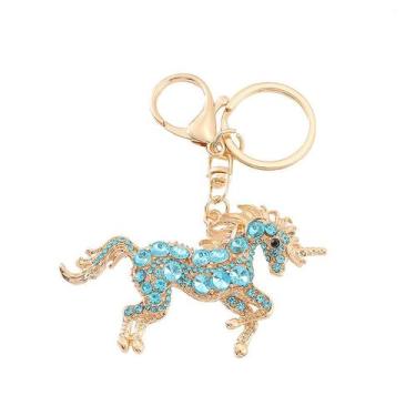 Imagem de Chaveiro Creative Unicorn Sparkling Blue Crystal Strass - yiweisai