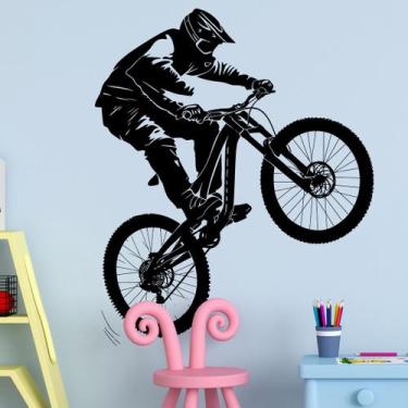 Imagem de Adesivos de parede Cyclist Black Bike Rider PVC 57x69cm 2 folhas - Yiw